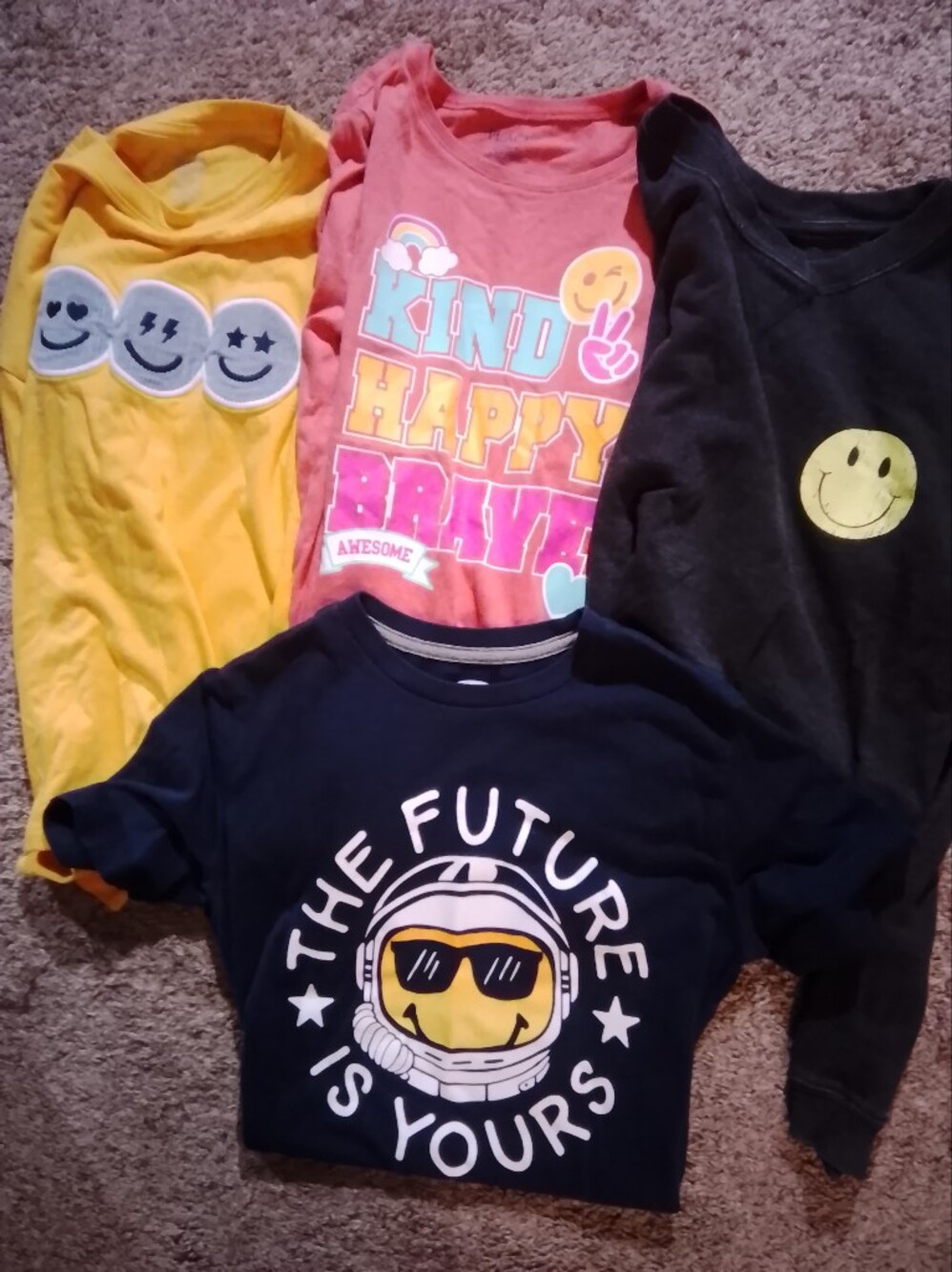 Girls Smiley Face Top Bundle Of 4 XL